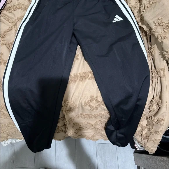 adidas Black Track Pants with White Stripes - Picture 2 of 3